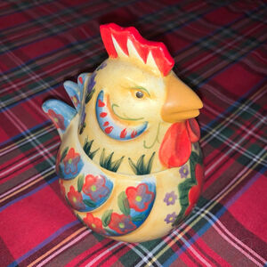 Dario Farrucci Designs Yellow & Red Floral Chicken Serveware One Size